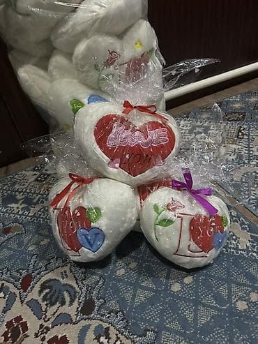 string art: Мягкая декоративная подушка-сердце «Love you» - Форма: сердце - — 1