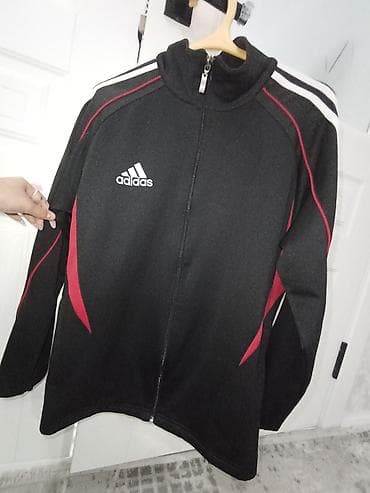 кофта адидас: Зипка/олимпийка Adidas. - Цвет: черный с красными вставками и белыми — 3