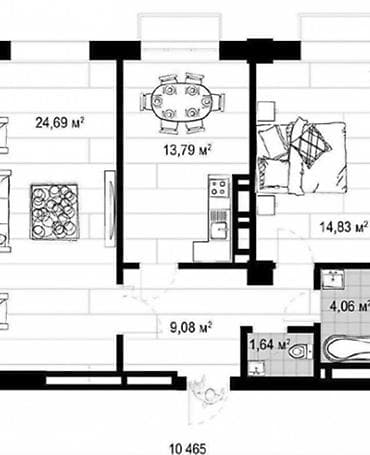 квартира под псо ньюйорк сити: 2 комнаты, 70 м², Элитка, 5 этаж, Готовая ПСО (под самоотделку) — 2