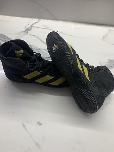 Мужская обувь: Борцовки Adidas Adizero черные с золотыми полосами. - Высокий силуэт — 5
