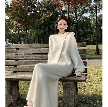 трикотажные тройки: Костюм с юбкой, Модель юбки: Прямая, Миди, Кофта, Стандарт — 3