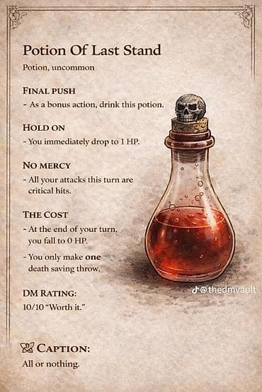 Спорт и хобби: Зелье Последнего Рубежа (Potion of Last Stand) — редкое зелье для — 1