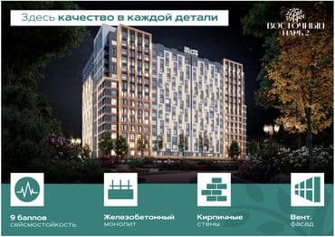 недвижимость в бишкеке продажа квартир: 2 комнаты, 77 м², Элитка, 9 этаж, ПСО (под самоотделку) — 2
