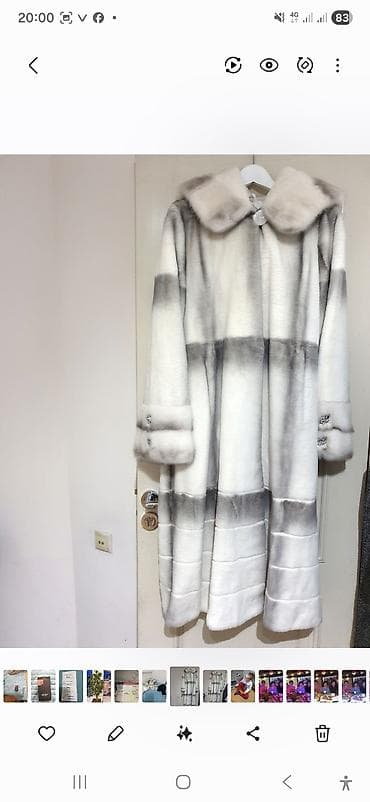 белый мех: Шуба, Норка, Длинная модель, XL, 2XL — 1