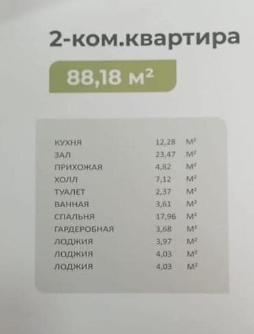 квартира 2 к: 2 комнаты, 88 м², Индивидуалка — 2