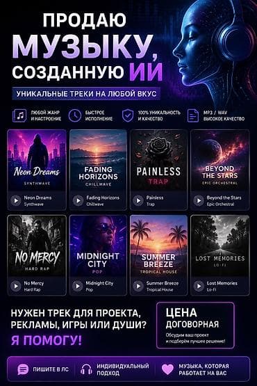 why music kg: Продаю музыку, созданную ИИ — уникальные треки на любой вкус и задачу — 1