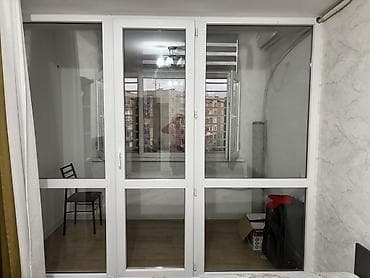 Балконная дверь, Б/у, Со стеклом, Пластик