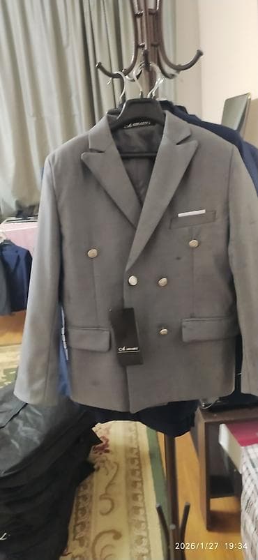 Балдардын кийим-кечелери жана бут кийимдери: Детские пиджаки (несколько вариантов) - Модель 1: двубортный серый — 2