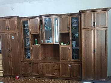продажа столов в зал: Гарнитур для зала, Б/у, Шкаф, Самовывоз, цвет - Коричневый — 1