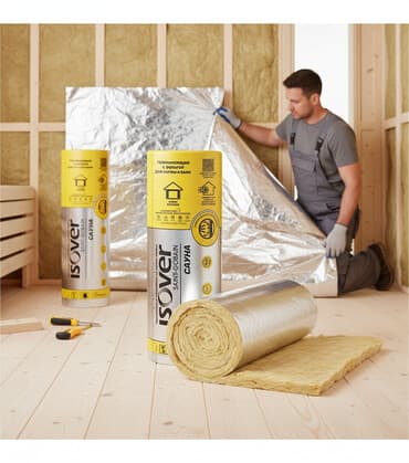 утепление стены: Теплоизоляция Isover Сауна с фольгой предназначена для утепления стен — 1
