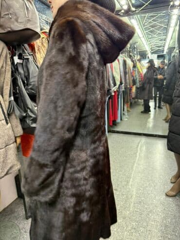 меховой воротник: Шуба, Норка, По колено, Китай, С капюшоном, S — 5