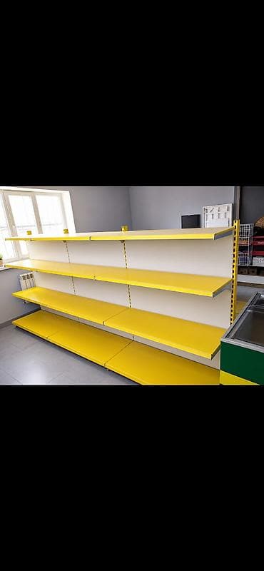 весы большие: Продаются торговые стеллажи (полки) для магазина. Цвет — ярко-жёлтый — 2
