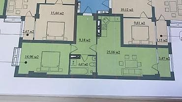 планировка дома: 2 комнаты, 60 м², 10 этаж, Готовая ПСО (под самоотделку) — 2