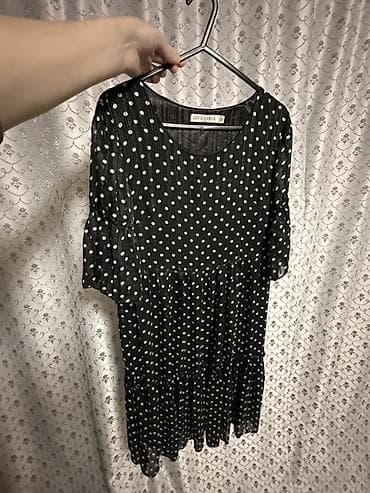 Атайын кийим: Платье AVRORА в горох - Цвет: черный с белым горохом - Принт — 2