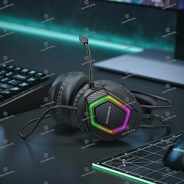 hyper x cloud 3: Проводные полноразмерные наушники, Borofone, Новый, цвет - Черный — 2