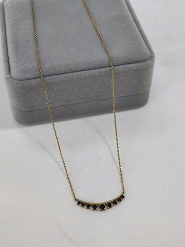 Серебряные колье: Серебро 925 с напылением жёлтое золото Серебряная цепочка с камнями — 2