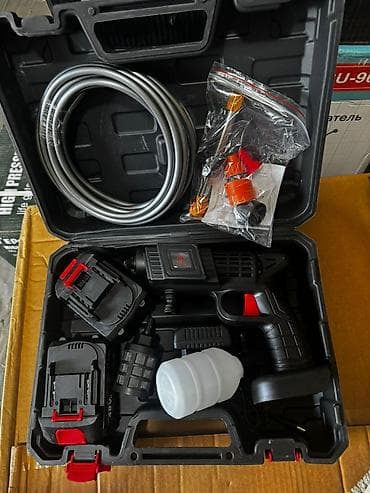 литионные батарейки: Аккумуляторная мини-мойка высокого давления 48V (Li-Ion) в кейсе — 3