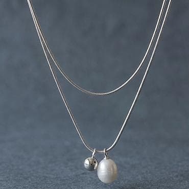 серебряный перламутр: Двухслойное колье S925 / Натуральный жемчуг и серебро Новое прочтение — 4