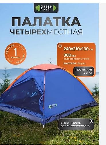 Спорт жана эс алуу: Палатка Green Days четырехместная - Вместимость: 4 человека, 1 — 1