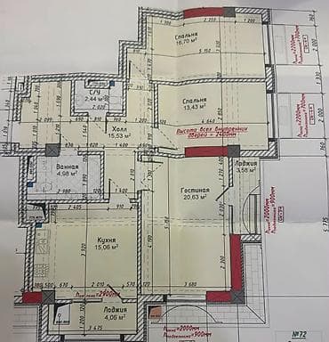 Квартиры: 3 комнаты, 100 м², Асанбай мкр 10 этаж, ПСО (под самоотделку) — 6