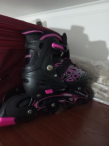 Спорт и отдых: Роликовые коньки QUSHEN, черно‑розовые - Тип: роликовые коньки инлайн — 1
