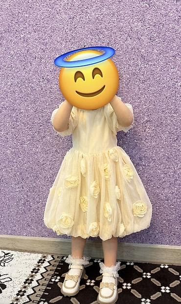 лён рубашка: Детское платье, цвет - Бежевый — 1