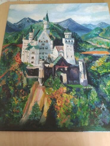 художники 20 века: Картина замок Нойшванштайн Состояние 10/10 Размер 60x50 Материалы — 2