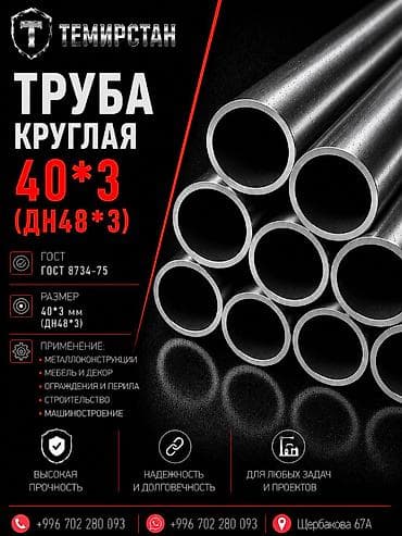 Металлопрокат: круглые трубы, Сталь, Без покрытия, В розницу, Новый, Бесплатная доставка, Резка — 1