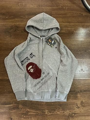 Толстовкалар: Худи A Bathing Ape (BAPE) на молнии - Цвет: меланжевый серый - Фасон — 2