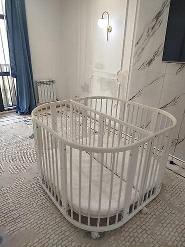 Трансформируемая детская кроватка-манеж овальной формы - Конструкция at lalafo.kg Трансформируемая детская кроватка-манеж овальной формы - Конструкция