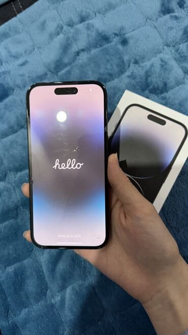 IPhone 14 Pro, Б/у, 256 ГБ, Black Titanium, Коробка, 80 %