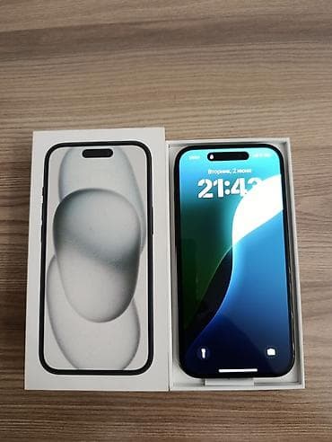 iphone plus: IPhone 15, Б/у, 256 ГБ, Черный, Кабель, 84 % — 1