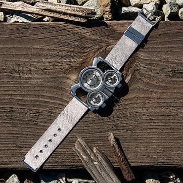 Кошельки: Мужские кварцевые наручные часы Oulm с тремя циферблатами - Три — 4