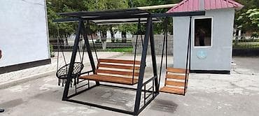 купить кованые подставки для цветов: Садовые качели Металл, Со спинкой, С крышей — 3