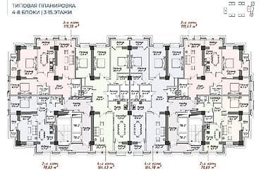 6: 3 комнаты, 164 м², 13 этаж, ПСО (под самоотделку) — 1