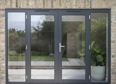 эшик айнек: Ички эшик айнек менен, Алюминий, Эки капкалуу, түсү - Боз — 1