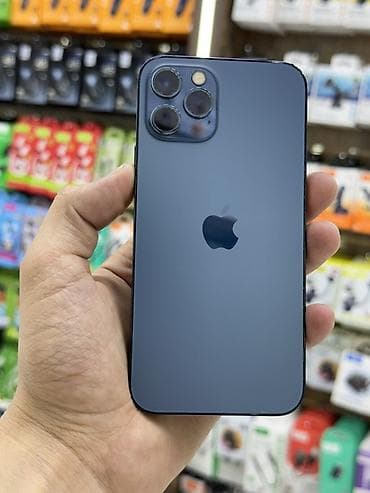 IPhone 12 Pro, Б/у, 128 ГБ, Pacific Blue, Защитное стекло, 74 %