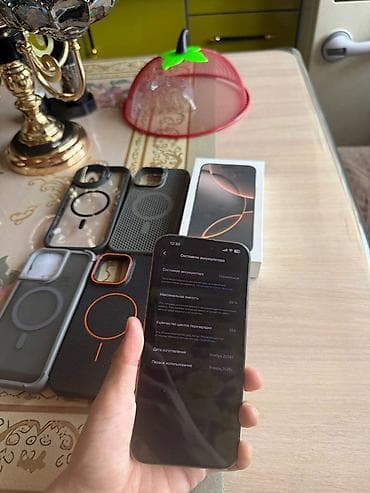 наушники ош: IPhone 16 Pro Max, Колдонулган, 256 ГБ, Desert Titanium, Каптама, Куту, 89 % — 2