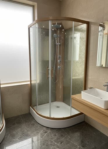 душевые кабины с ванной бишкек: Душевая кабина Круглая, Размер: 90 x 90 см, Высота поддона: 195 см,Покрытие: Прозрачный — 1