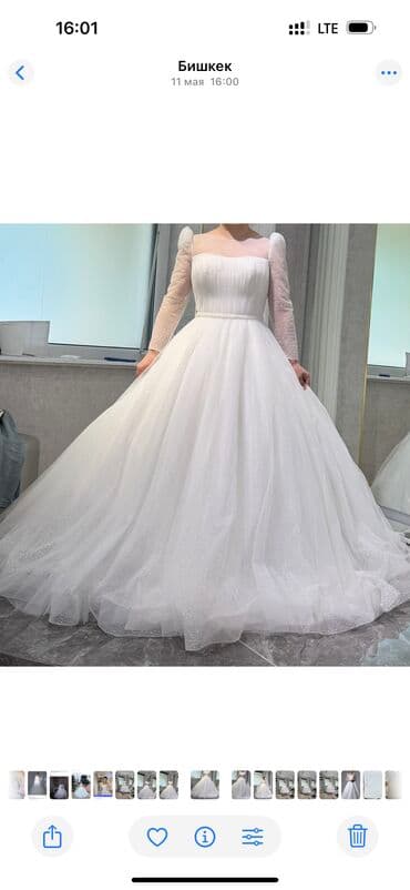 платье для свадьбы на островах: Вечернее платье, Пышное, С рукавами, Корсет, M — 2