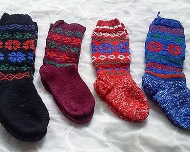 Джинсы и брюки: Детские вязанные варежки (3 пары): Коричнево-синие Белые — 3