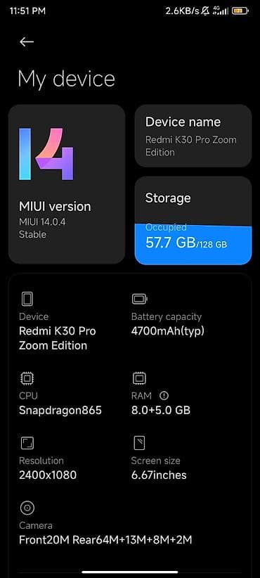 redmi note 13s: Redmi, Redmi K30 Pro, Б/у, 128 ГБ, цвет - Белый, 2 SIM, eSIM — 6