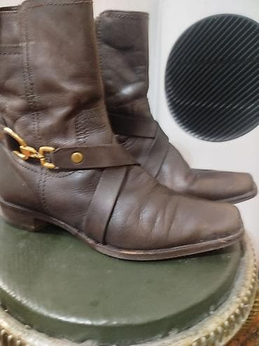 Сабо: Кожаные ботинки/полусапоги, коричневые - Материал: натуральная кожа — 1