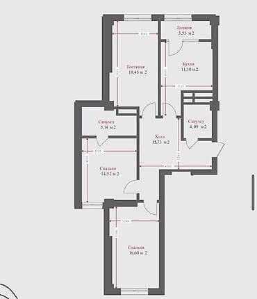 prime park: 3 комнаты, 89 м², Элитка, 13 этаж, Готовая ПСО (под самоотделку) — 2