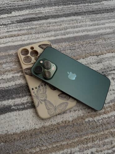 IPhone 13 Pro, Б/у, 128 ГБ, Зеленый, Защитное стекло, Чехол, 80 %