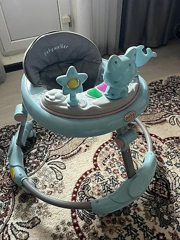 ходунки фирмы chicco: Детские ходунки Babywalker (голубые) - Круглая устойчивая база с — 3