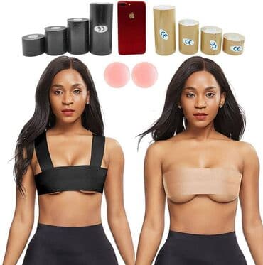 женские турси: Кинезиотейп boobs tape 5см Х 5 м, черный Boob Tape Bras for Women - — 2