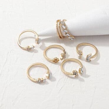 свадебные платья для покрытых: Набор колец, 7 шт, безразмерные, ретро с бабочкой — 3