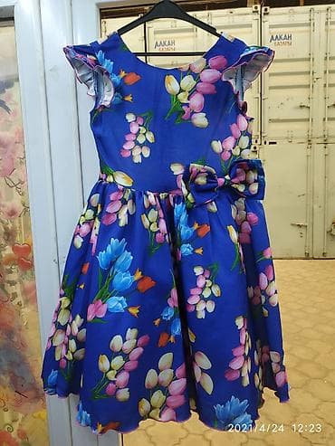 платя бу: Детское платье, цвет - Синий, Новый — 1