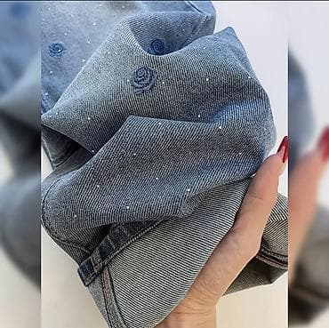 mind error jeans: Джинсы, Прямые, Высокая талия, С вышивкой, S — 4